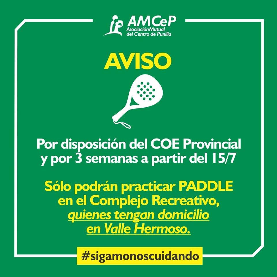 Nuevas disposiciones cancha de Paddle | 15-07-2020